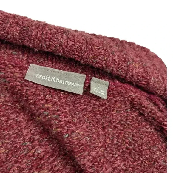 Croft & Barrow Women's Large Heather Mauve Full Zip Collared Knit Sweater - Picture 8 of 9